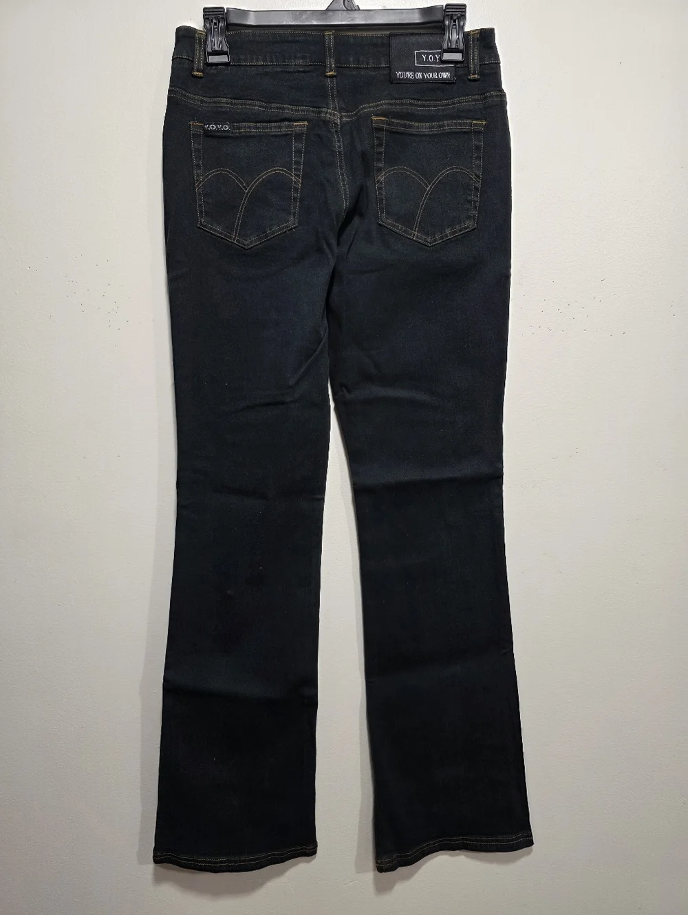 NWT! YOYO Juniors Size 7 Abstract Print Flare Jeans Brown Black Boho Denim - Picture 4 of 6